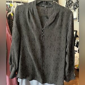 Adrianna Papell Black and White Pinstripe Blouse